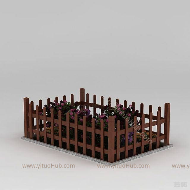 现代栅栏式花盆模型