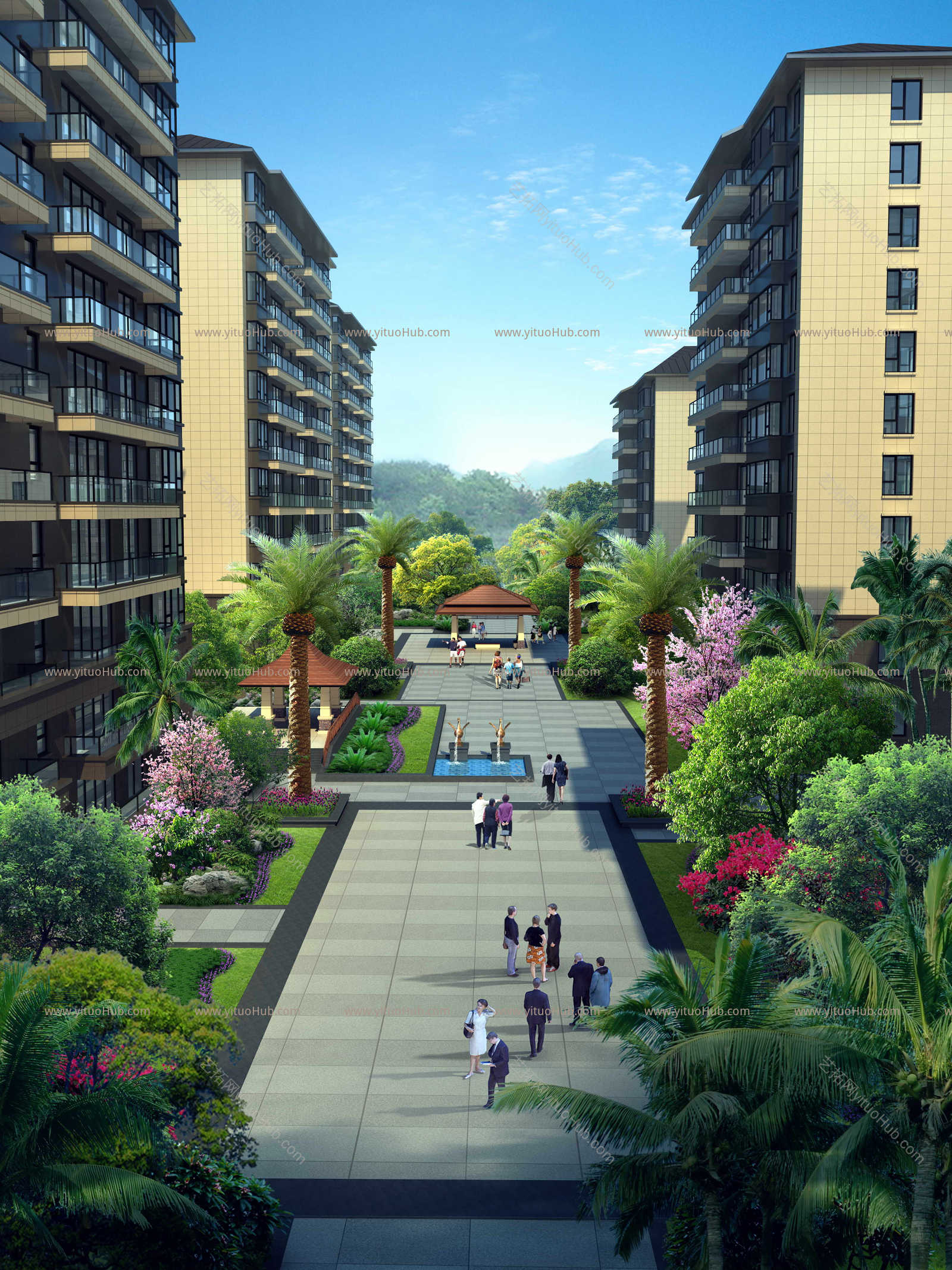 居住区住宅景观鸟瞰图