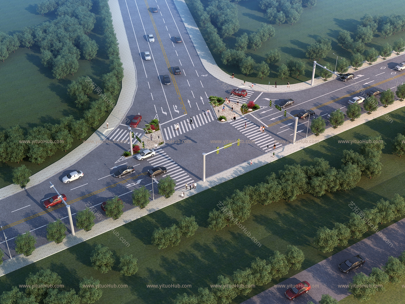 现代市政道路 道路设施 马路景观 