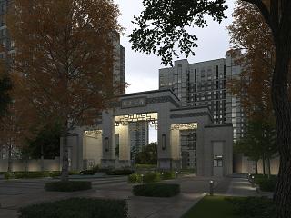 新中式新亚洲住宅大门入口