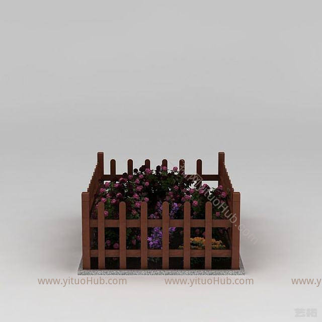现代栅栏式花盆模型