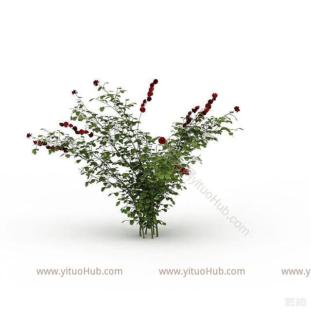 现代红色花株模型