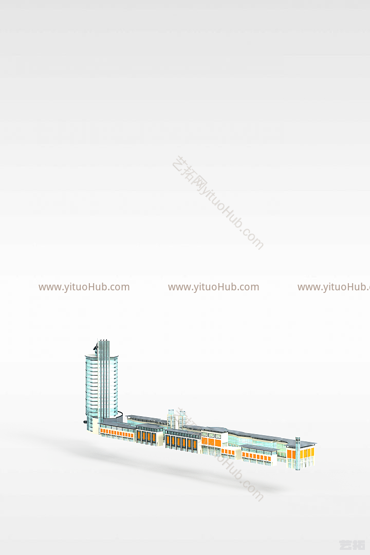 现代办公建筑群模型