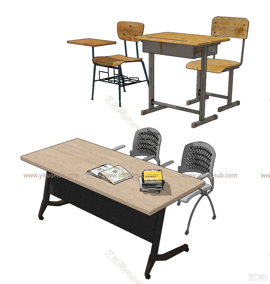 现代学生书桌椅，课桌椅