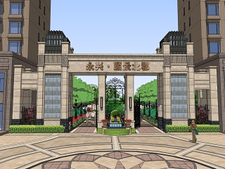 小区入口大门 入口水景 入口广场