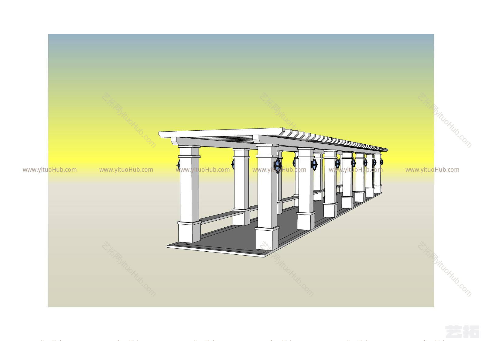 户外建筑景观小品 廊架休息廊亭