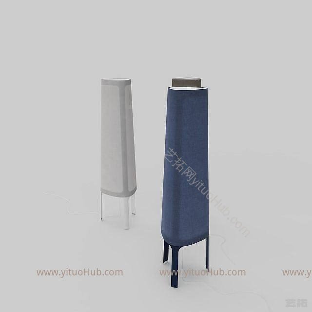 现代布艺灯罩落地灯模型