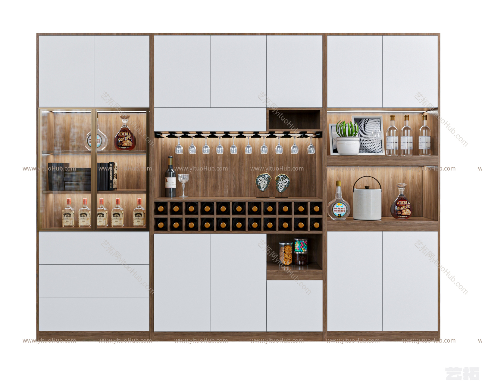 现代酒柜组合 装饰品 酒瓶