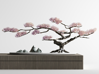 新中式摆件 盆景 盆栽 铁艺 植物 假山 树 装饰柜 摆件 饰品 工艺品