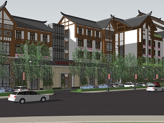 中式特色风格康复中心建筑sketchup模型