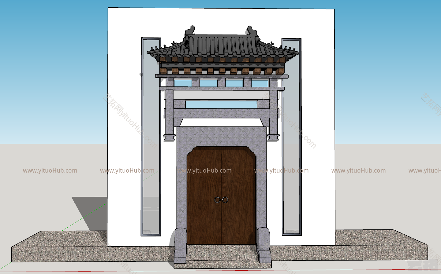 传统中式庭院徽派建筑大门门头下载相框 楼梯 镜子 家居物品 壁炉