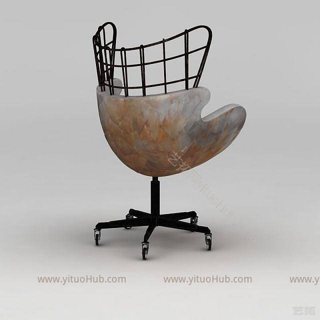 工业LOFT现代黑色工业风铁艺椅子模型