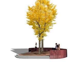 树池公园创意座椅景观 曲线栅栏格栅 金属彩钢 银杏饰品 画 室外 其他 家居物品