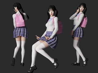 现代女生 jk制服女生 萝莉女生 双马尾女孩 背包人物