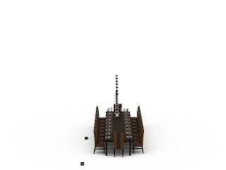简欧家居欧式长餐桌模型