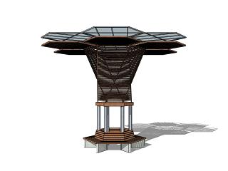 现代风格景观台 景观小建筑 景观廊架