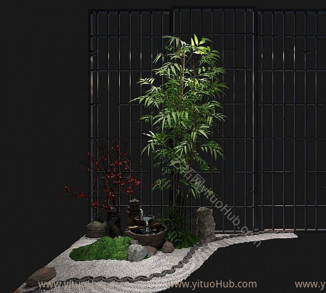 园艺小品庭院阳台假山植物模型