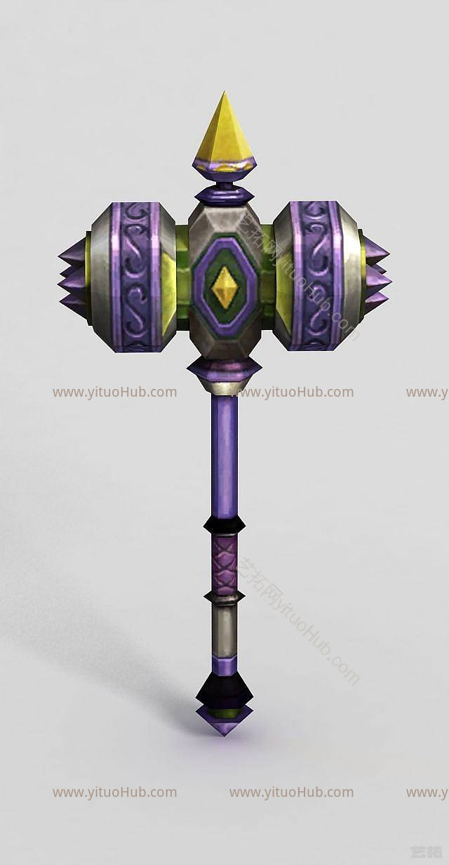 现代龙之谷武器斧头锤子模型