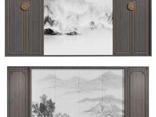 新中式隔断 背景墙组合
