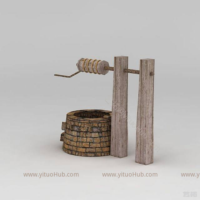 现代古代农家水井模型