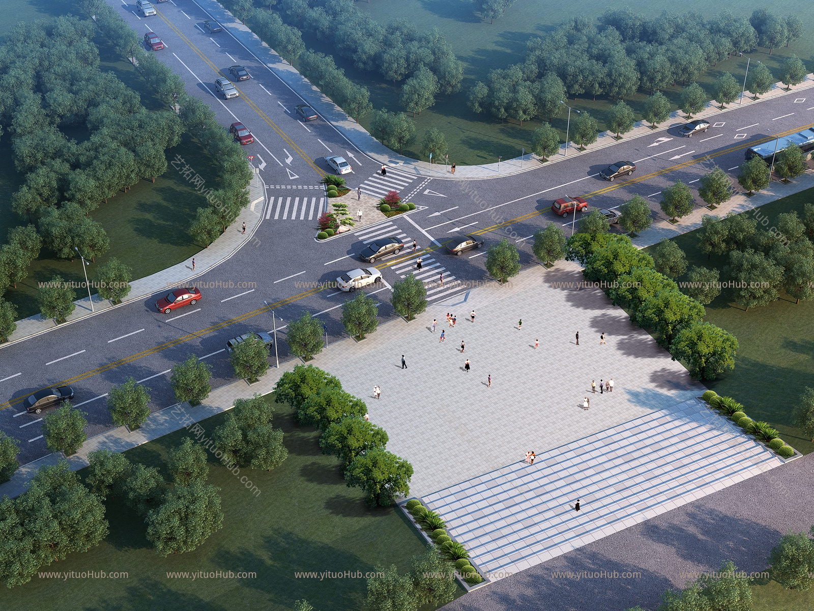 现代市政道路 道路设施 马路景观 