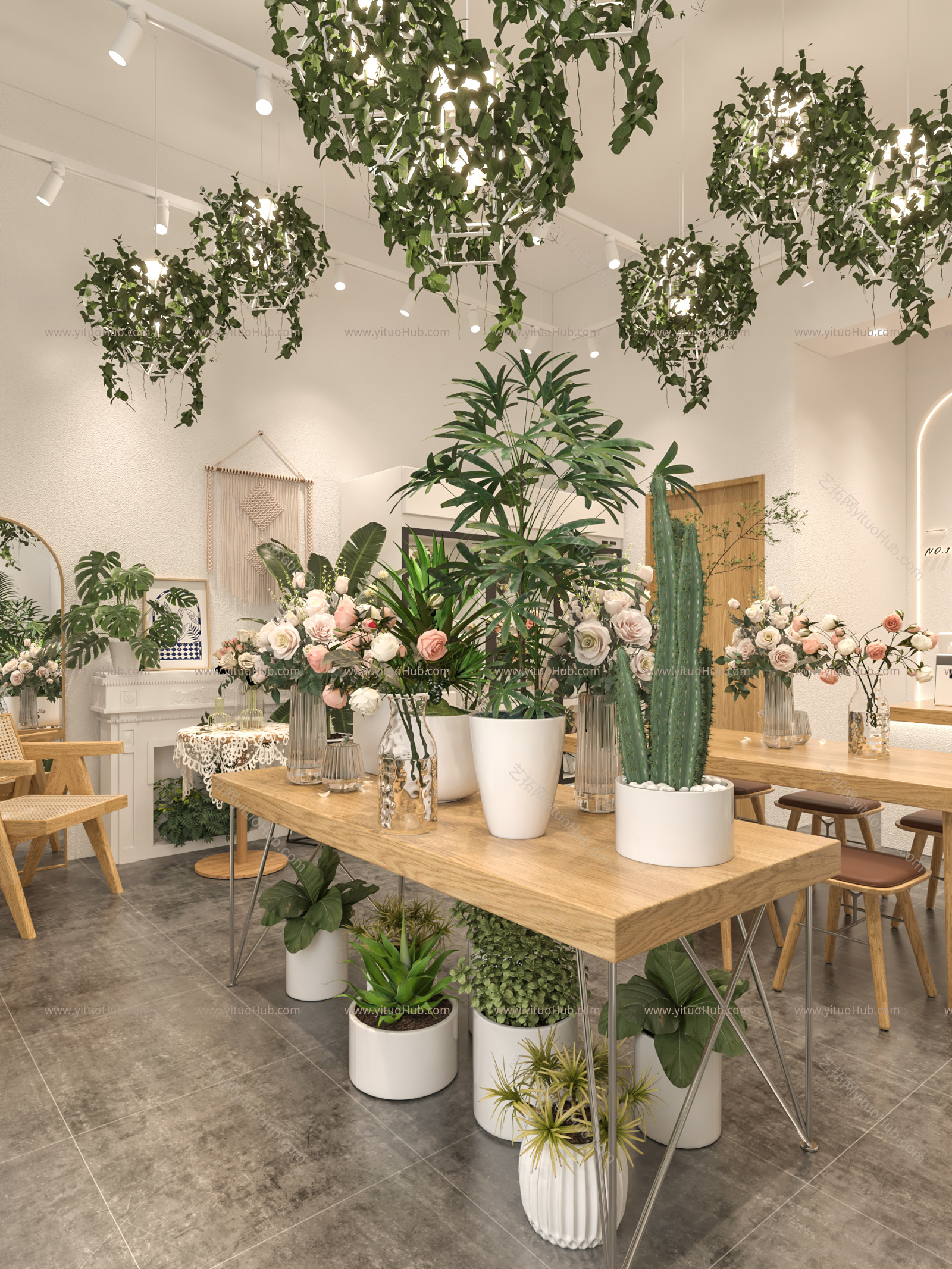 现代花店 门头 绿植 花卉