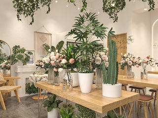 现代花店 门头 绿植 花卉