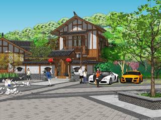 中式农家乐新农村四合院