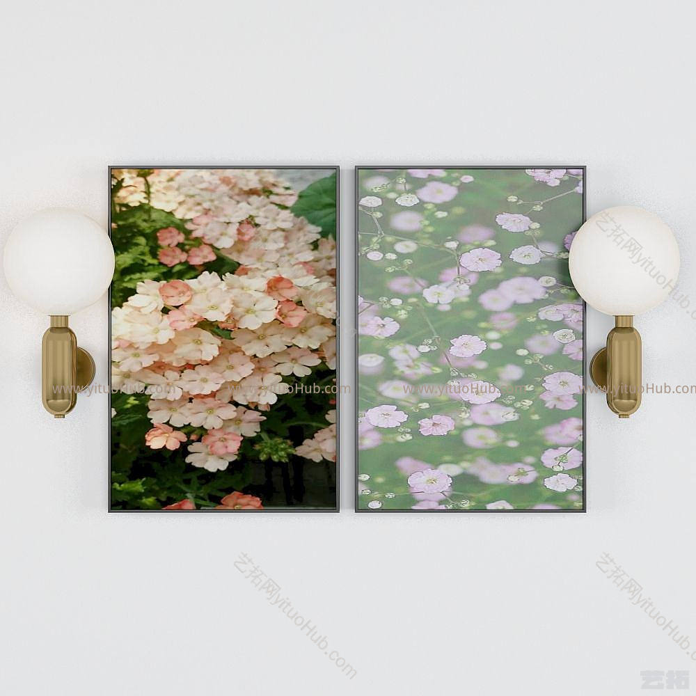 现代鲜花装饰画模型