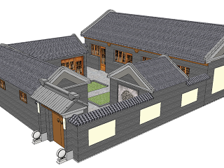 中式古建筑 四合院住宅建筑
