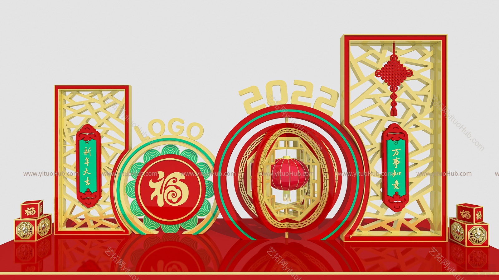 新中式新年美陈 春季美陈 春季布置 