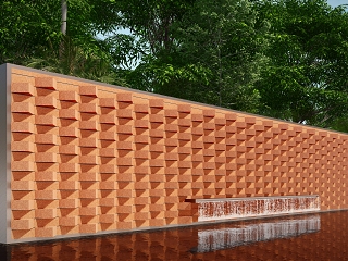 现代红砖景墙
