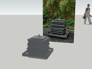 庭院小广场景观方形层叠小涌泉小水景椅子 家居物品 其他 书 饰品