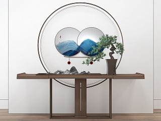新中式玄关柜装饰柜模型