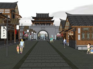 中式商业街步行街民宿
