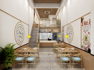 现代快餐店 吊灯 挂画