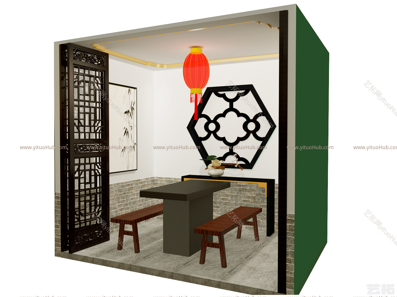 中餐厅包间屏风 灯具