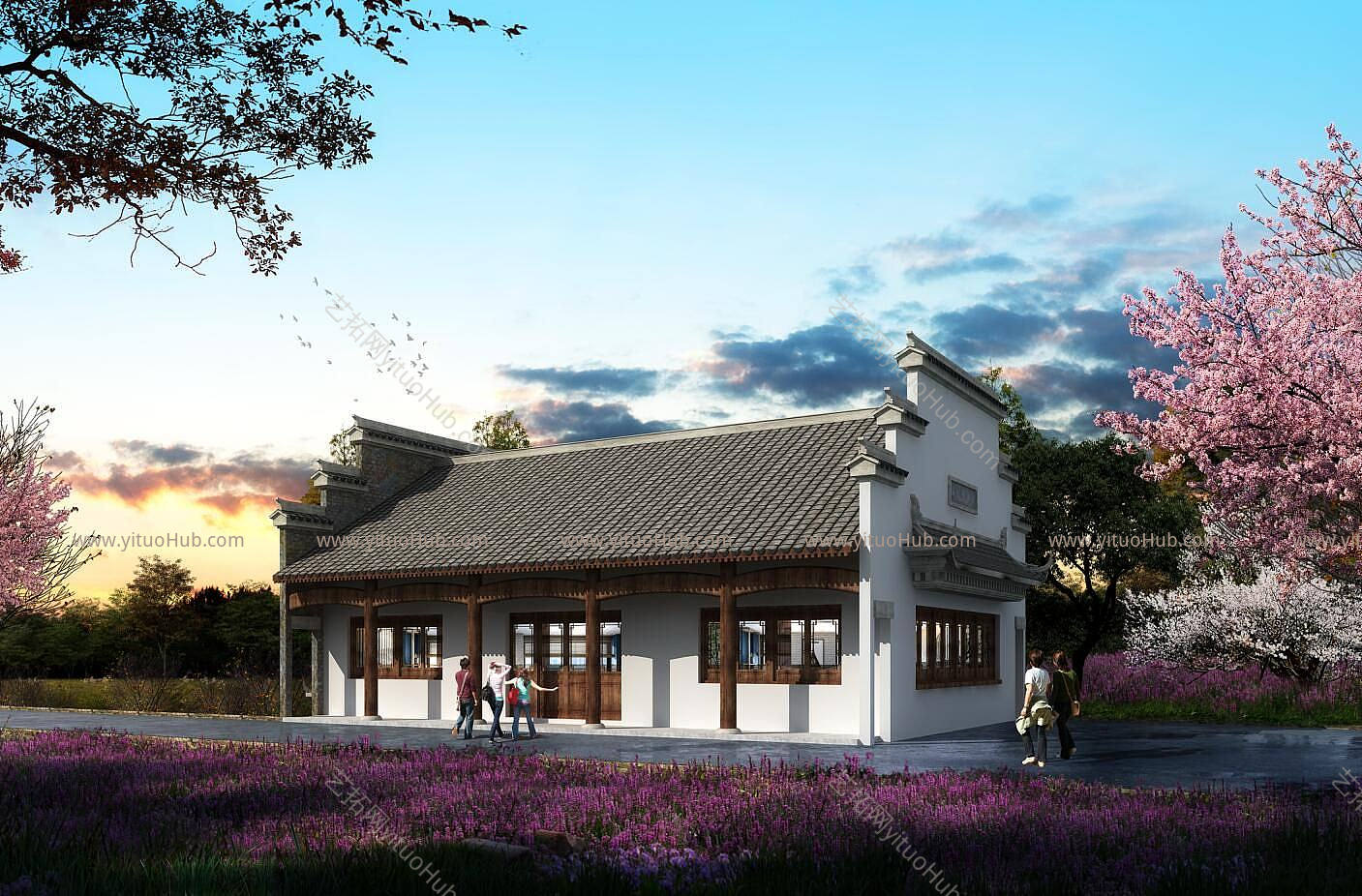现代售票处房屋建筑模型