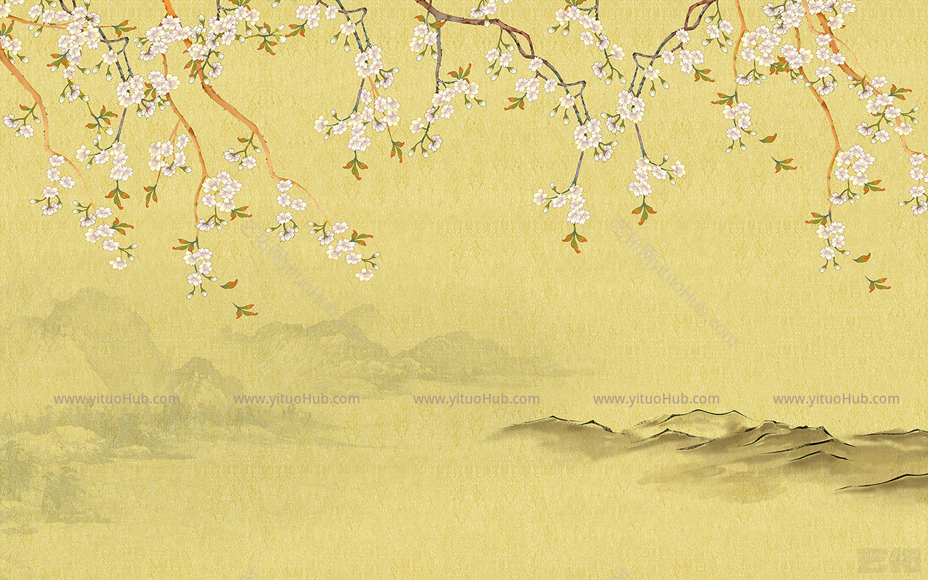 中式欧式田园花鸟壁纸壁画壁布背景画 (57)
