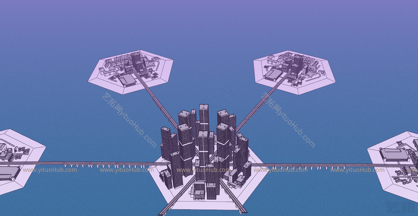 现代滨海建筑 简模规划