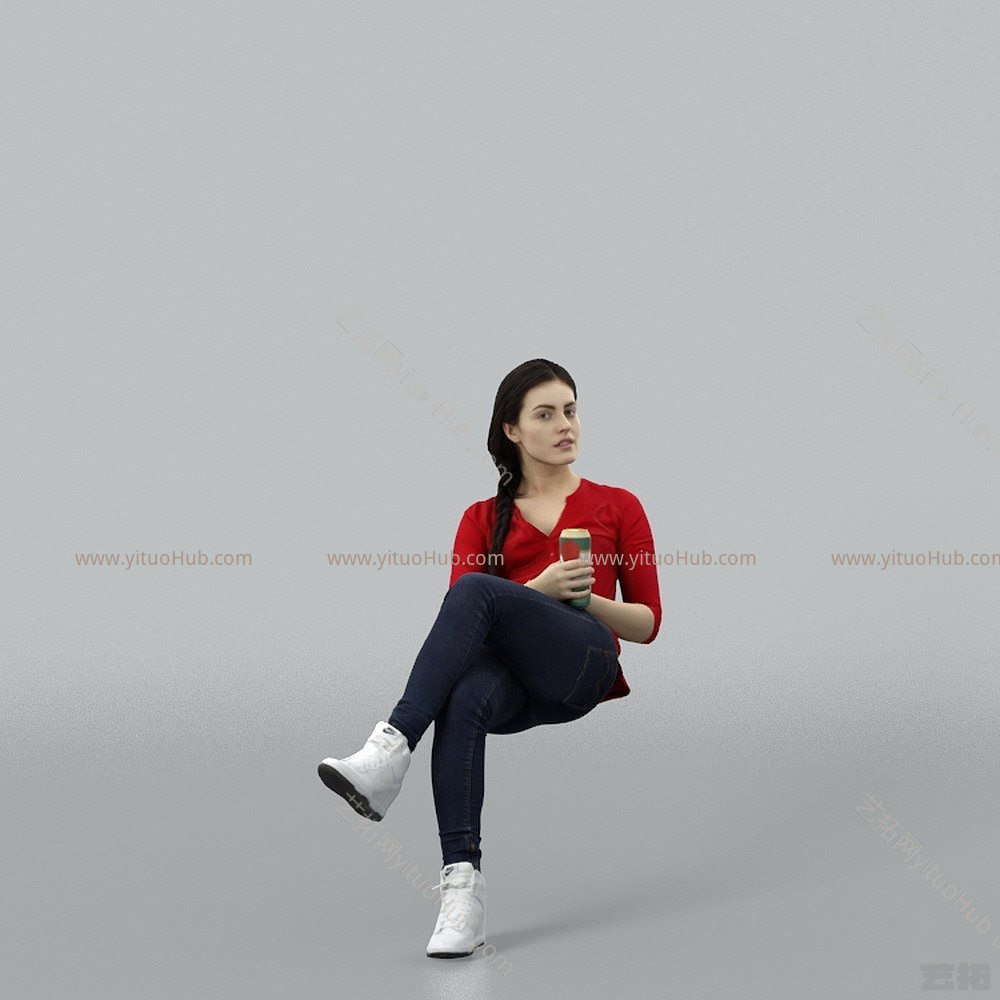 现代坐着的女人模型