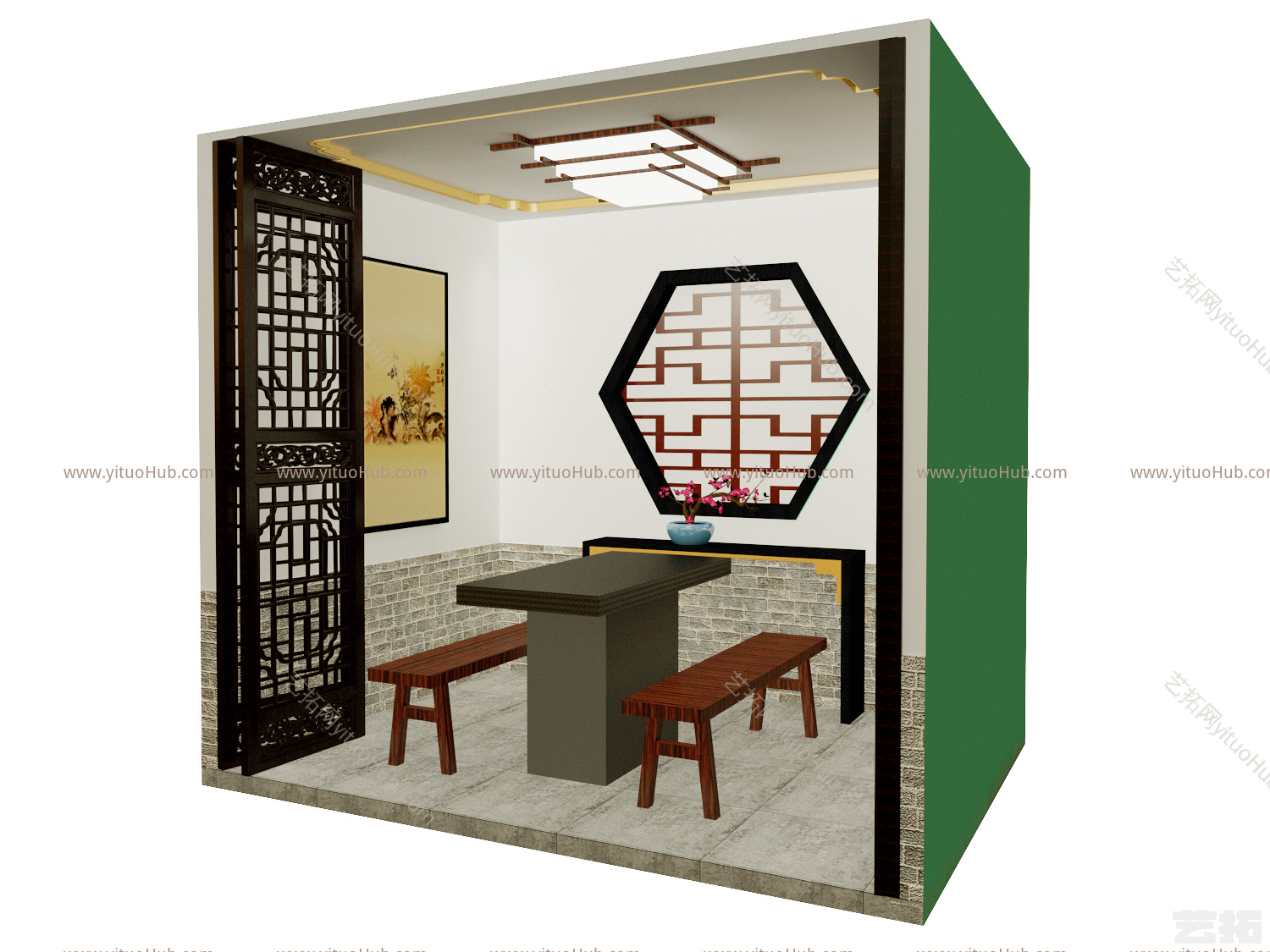 中餐厅包间屏风 灯具
