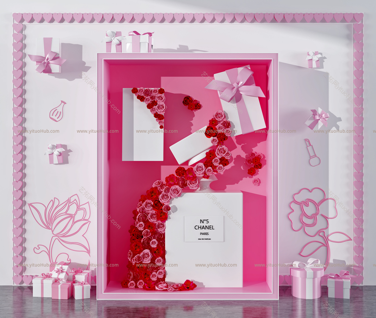 现代橱窗 美陈 节日装饰品  (1)