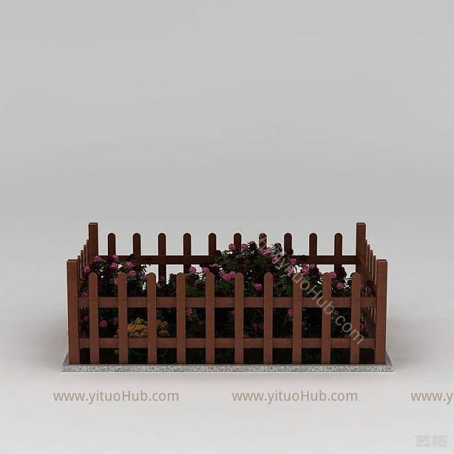 现代栅栏式花盆模型
