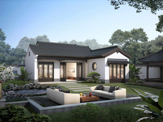 中式别墅区住宅景观效果图