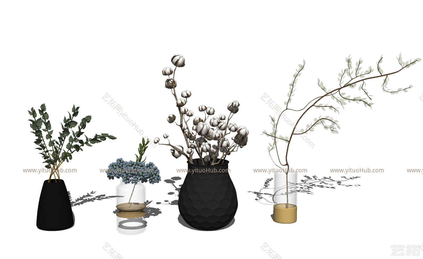 19现代新中式玻璃陶瓷花瓶，花艺插花
