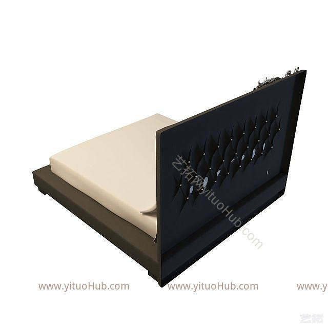现代简约双人床模型