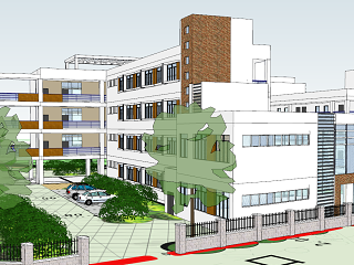现代学校 教学楼 图书馆 艺术楼建筑