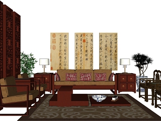 中式风格su家具沙发椅子草图大师sketchup模型