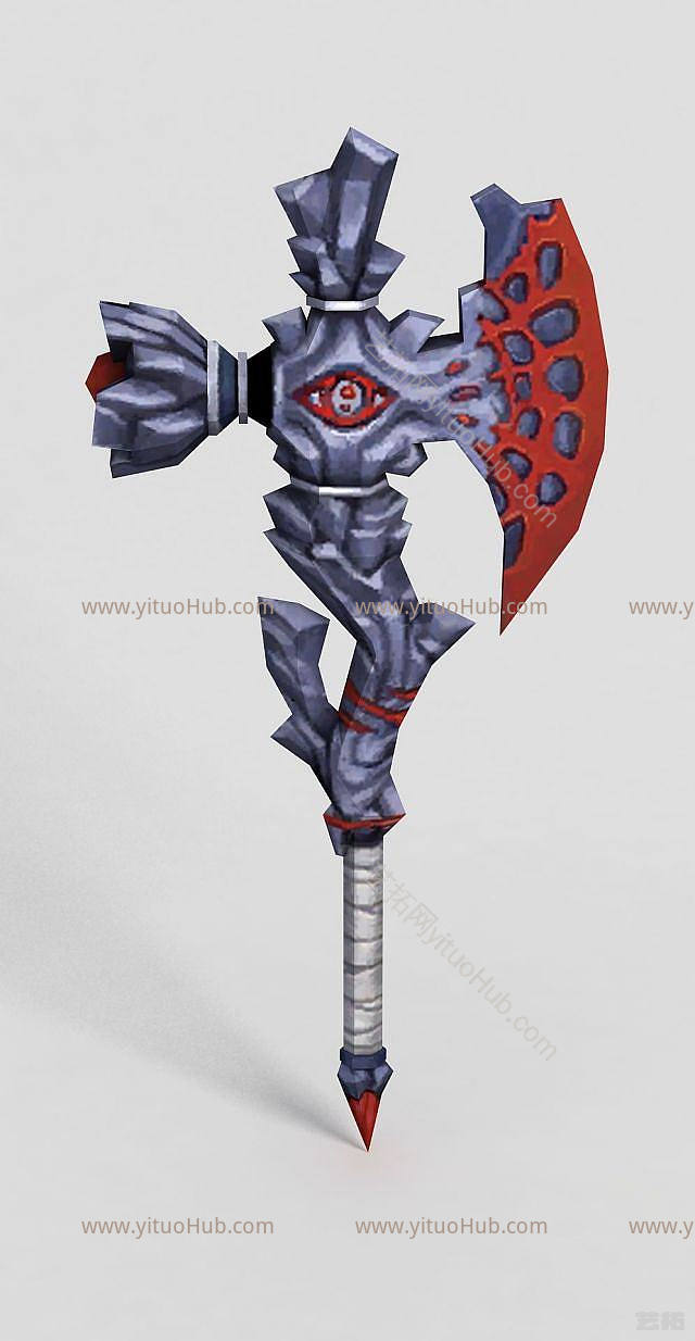 现代龙之谷武器斧头锤子模型